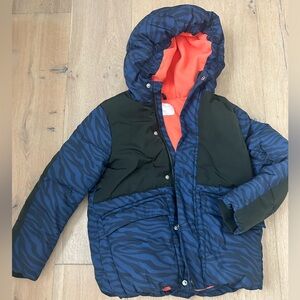 Kids Blue and Black Patterned Snow Jacket